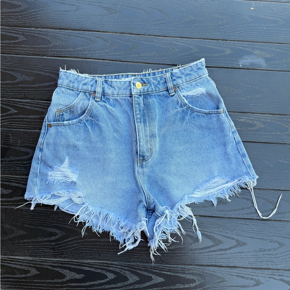 ROLLA'S Blue Distressed Jean Shorts